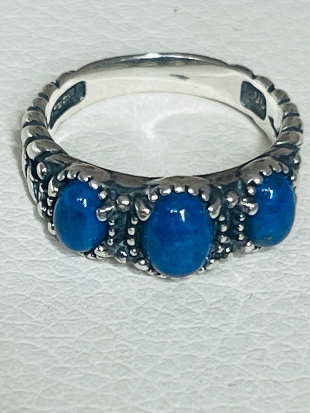 Carolyn Pollack Sterling Silver Ring American West 3 Stones Oval Lapis Sz
6-6.25